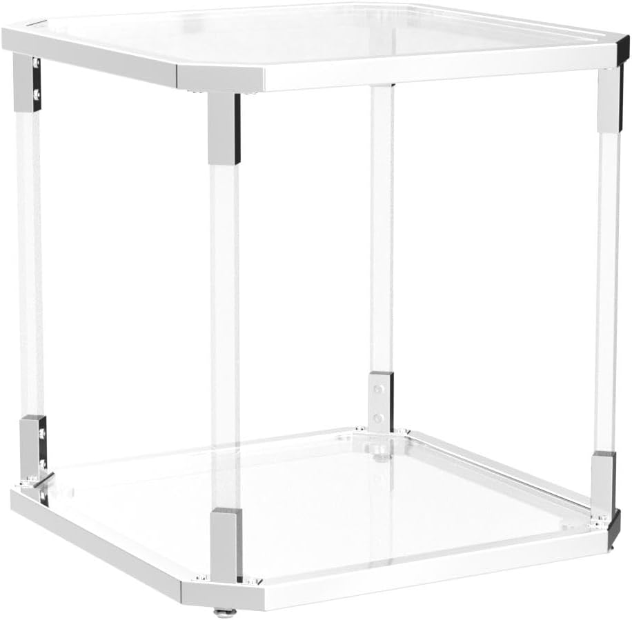 Silver Square Glass Side Table