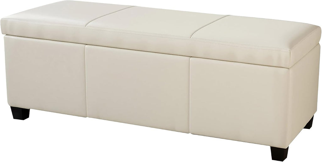 Cream Storage Ottoman Bench 47 Inch