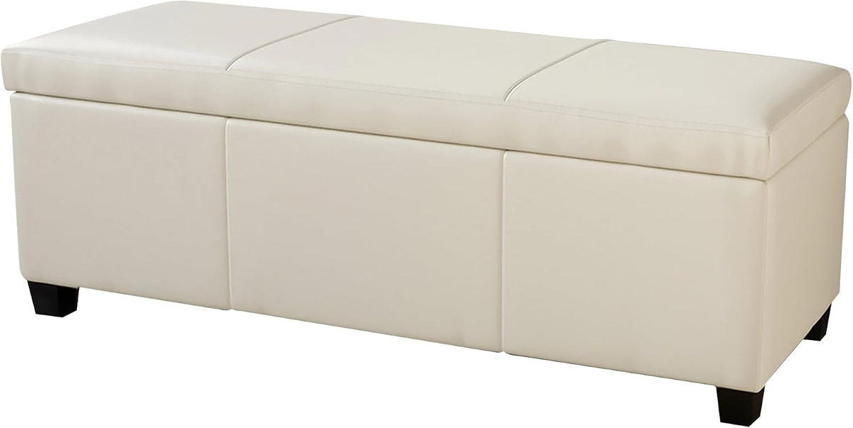 Cream Storage Ottoman Bench 47 Inch