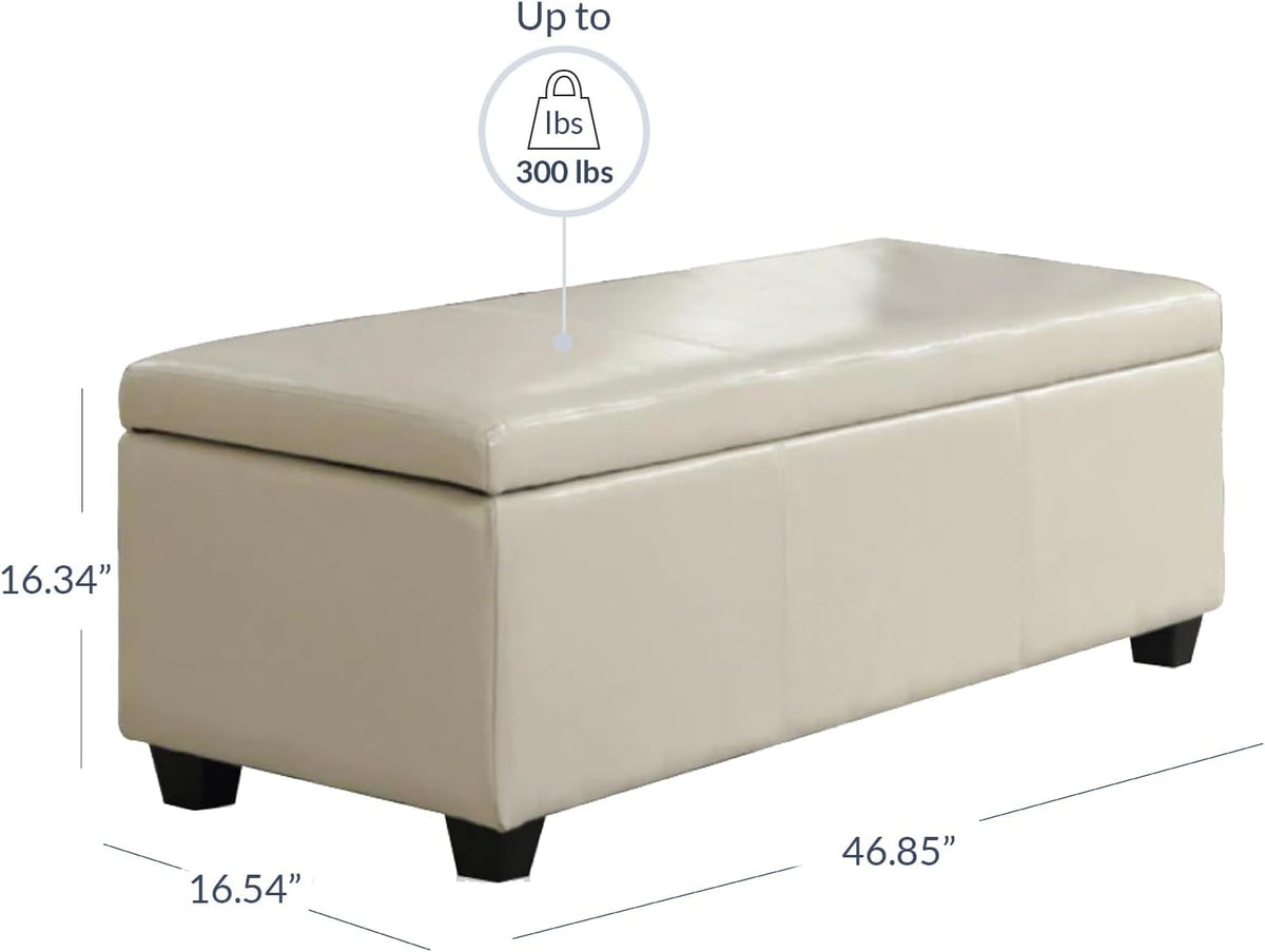 Cream Storage Ottoman Bench 47 Inch