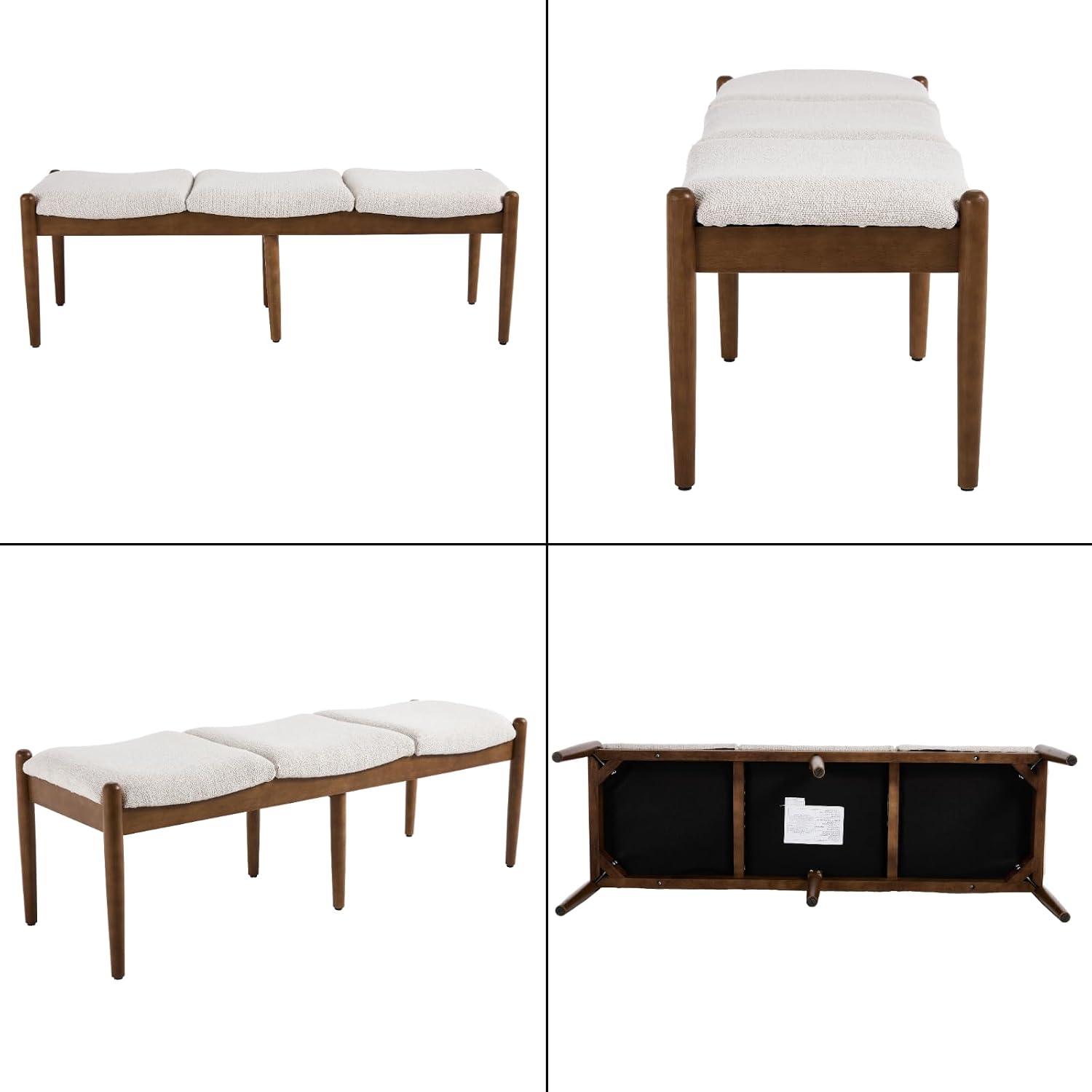 Beige Boucle Ottoman Bench 54 Inch