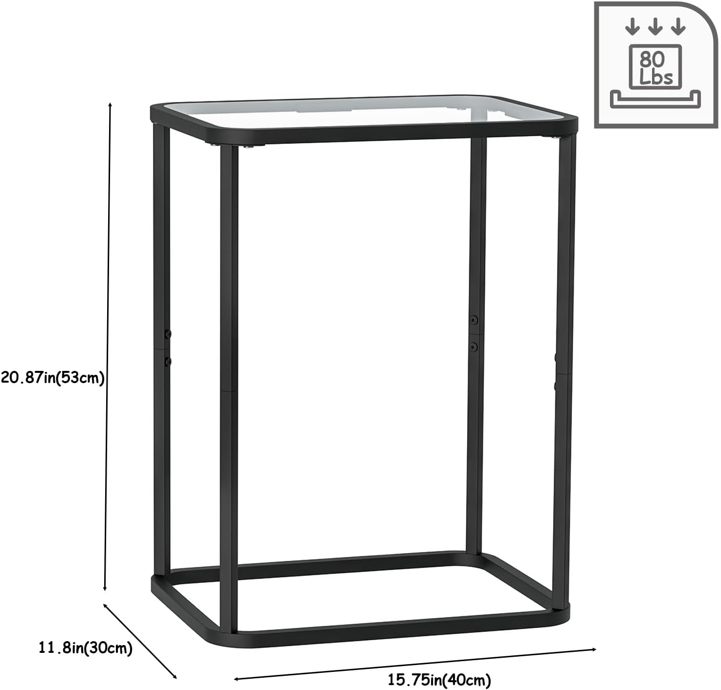 Black Metal Frame Glass Side Table