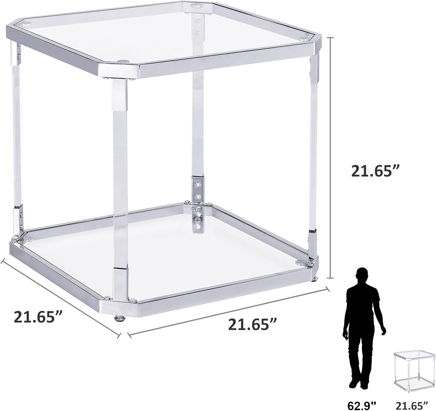 Silver Square Glass Side Table