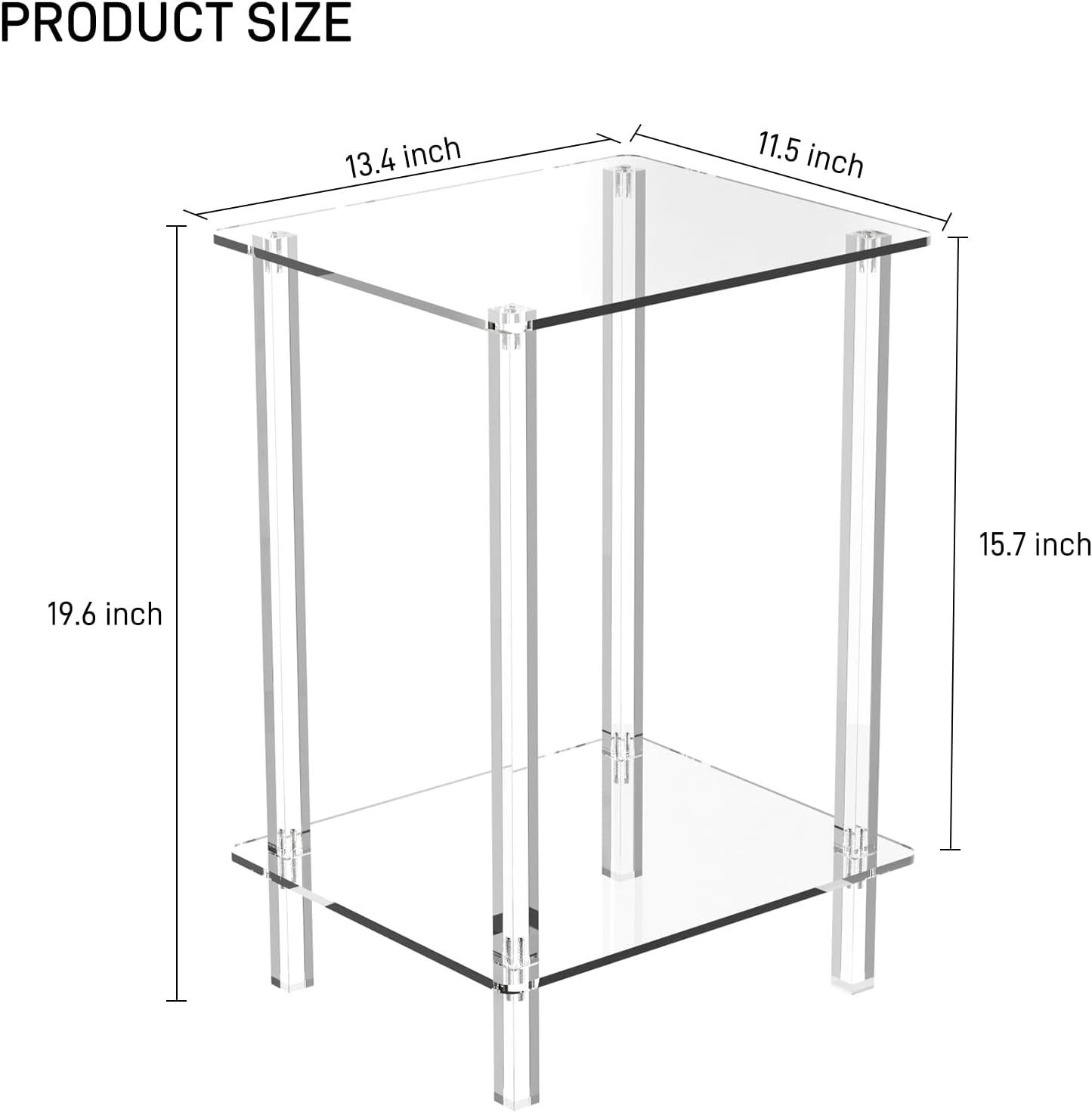 Clear 2-Tier Acrylic Side Table