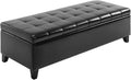 Black Tufted Storage Ottoman Bench 51 Inch