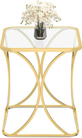 Gold Square Glass Side Table 19.68 Inch