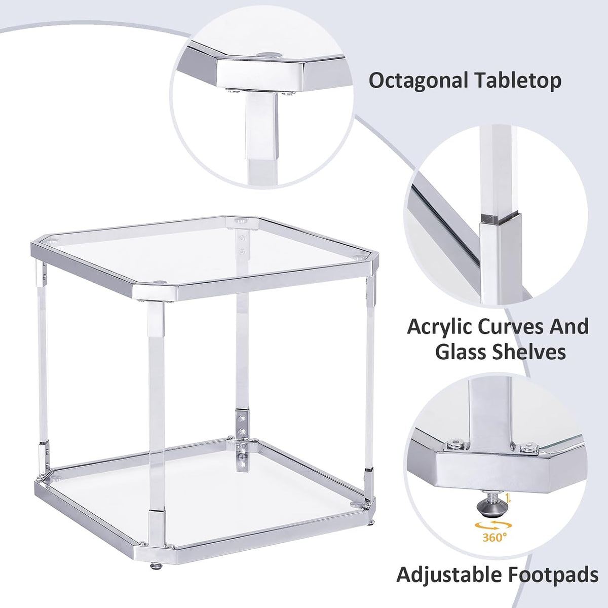 Silver Square Glass Side Table
