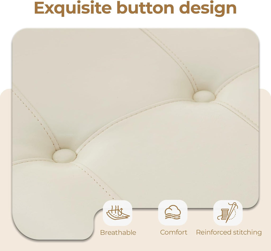 Cream Tufted Storage Ottoman Bench 50.5 Inch