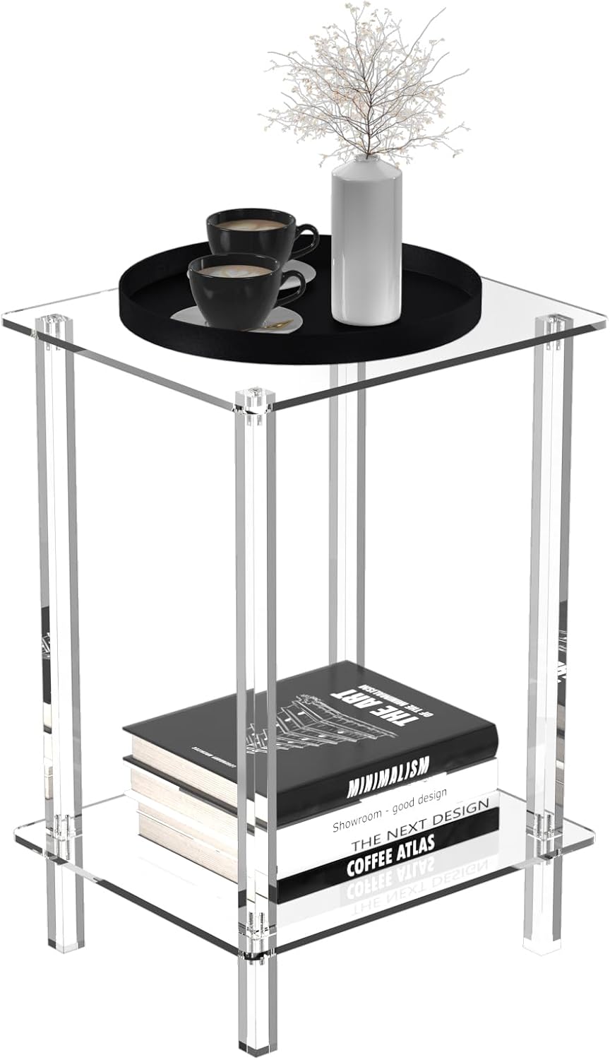 Clear 2-Tier Acrylic Side Table