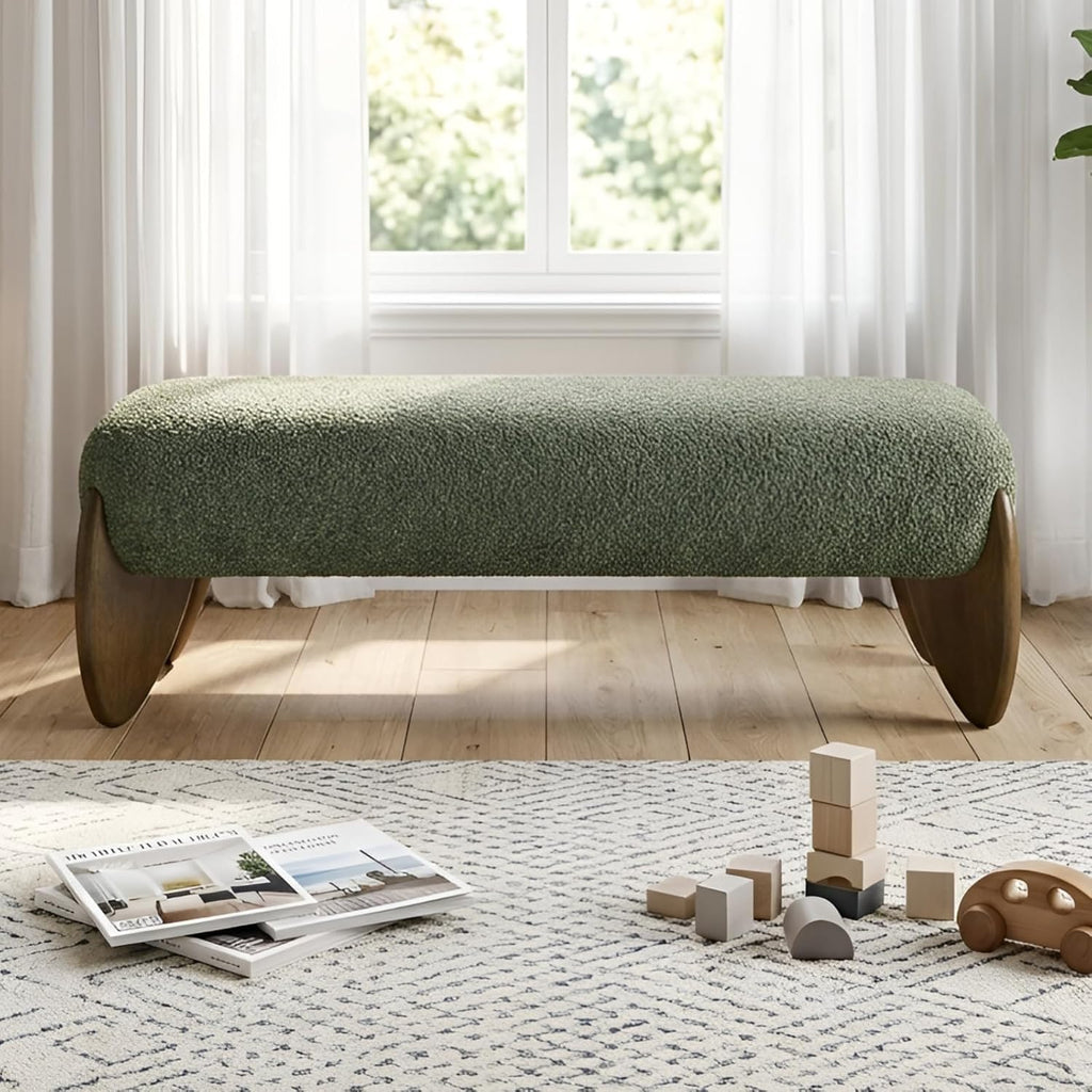 Green Boucle Bench 50 Inch