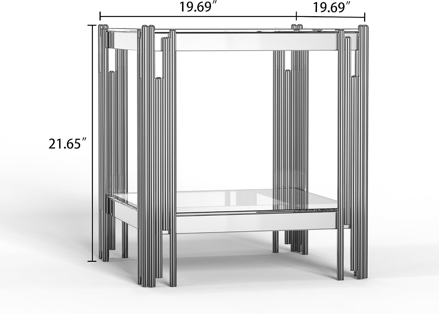 Silver Leg 2-Tier Glass Side Table