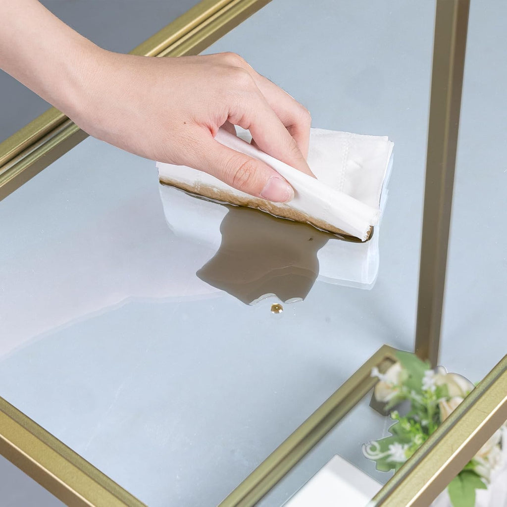 Gold 2-Tier Glass Side Table