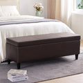 Brown Faux Leather Storage Ottoman Bench 50.3 Inch