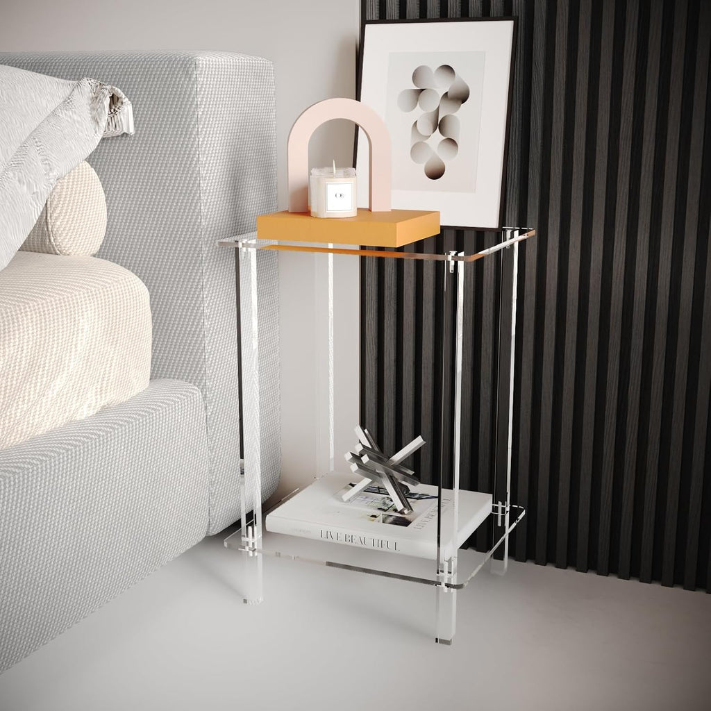 Clear 2-Tier Acrylic Side Table