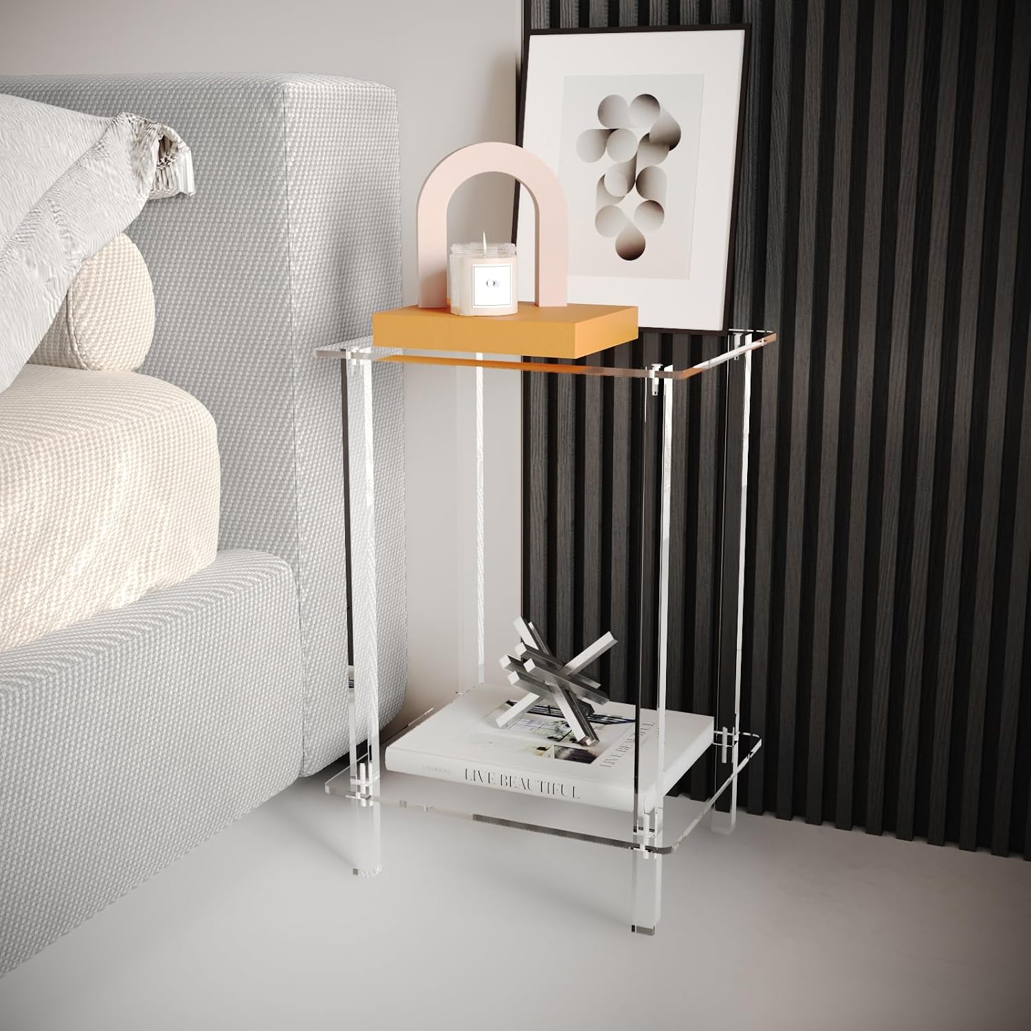 Clear 2-Tier Acrylic Side Table