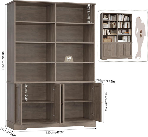 73" Double Wide Tall Bookshelf with Doors