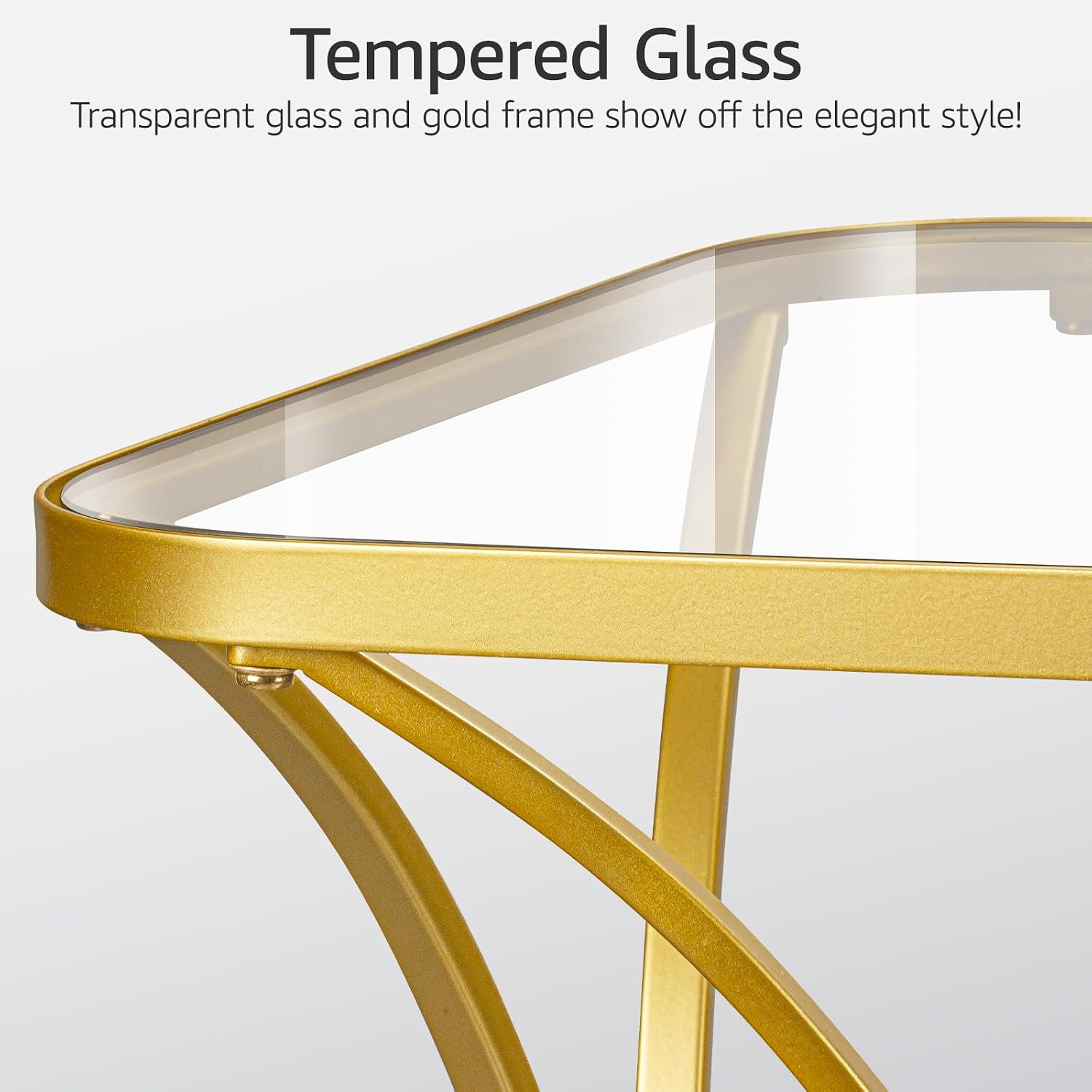 Gold Square Glass Side Table 19.68 Inch