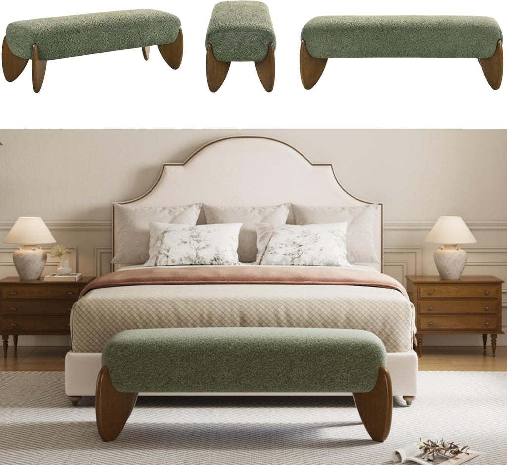 Green Boucle Bench 50 Inch