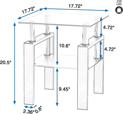 2-Tier Metal Glass Side Table