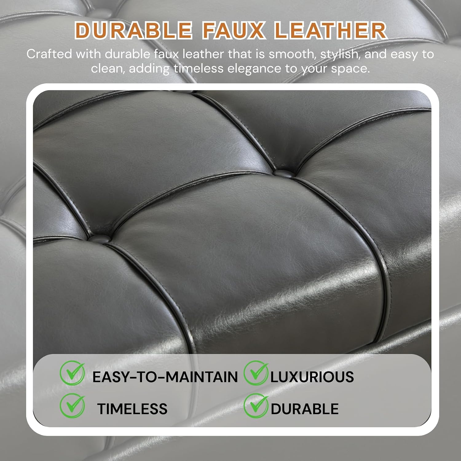 Grey Tufted Storage Bench 60.24 Inch