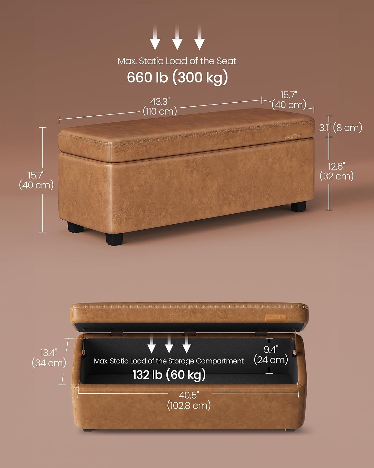 Brown Storage Ottoman Bench ULOM075K01