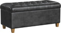 Black Tufted Storage Bench 40 Inch