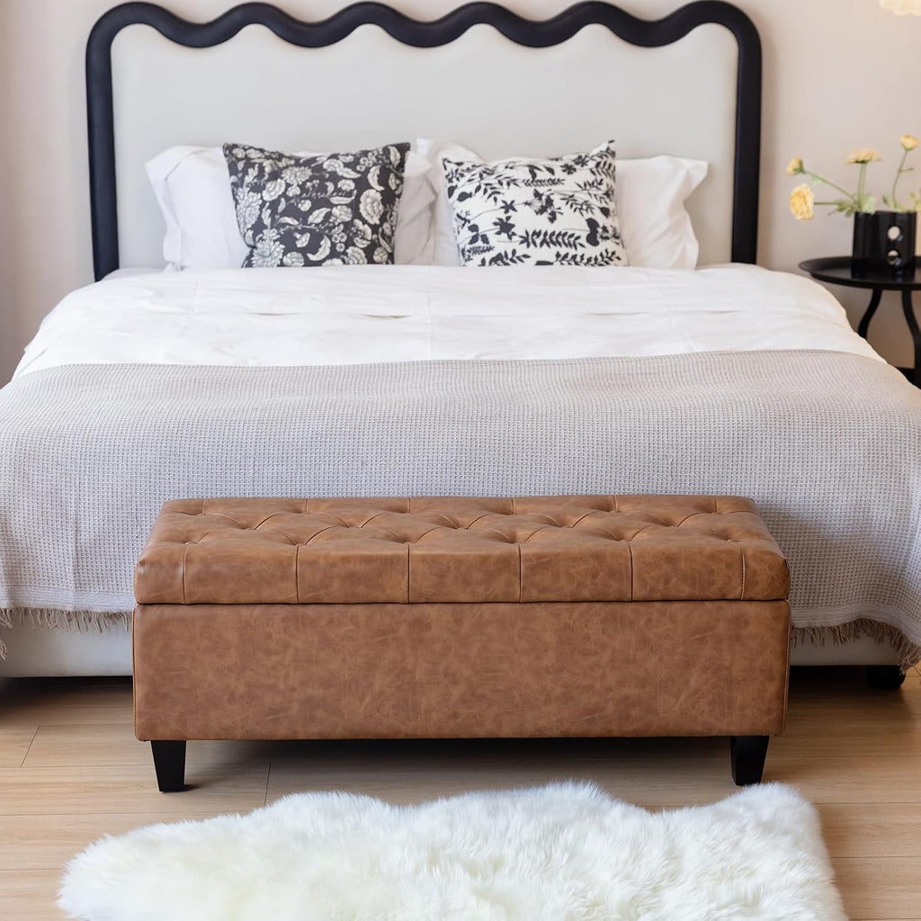 Brown Storage Ottoman Bench 42 Inch