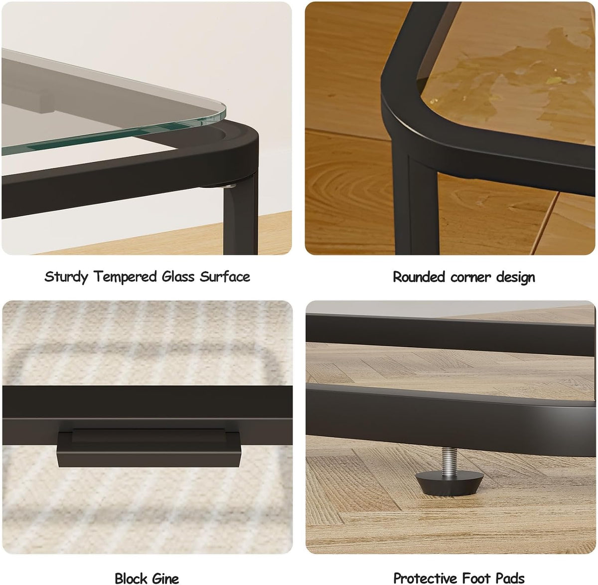 Black Metal Frame Glass Side Table