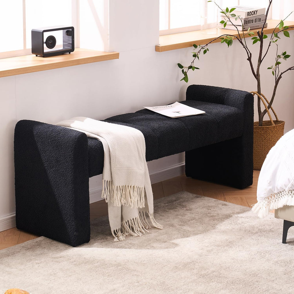 Black Boucle Bench 54 Inch