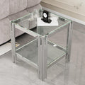 Silver Leg 2-Tier Glass Side Table