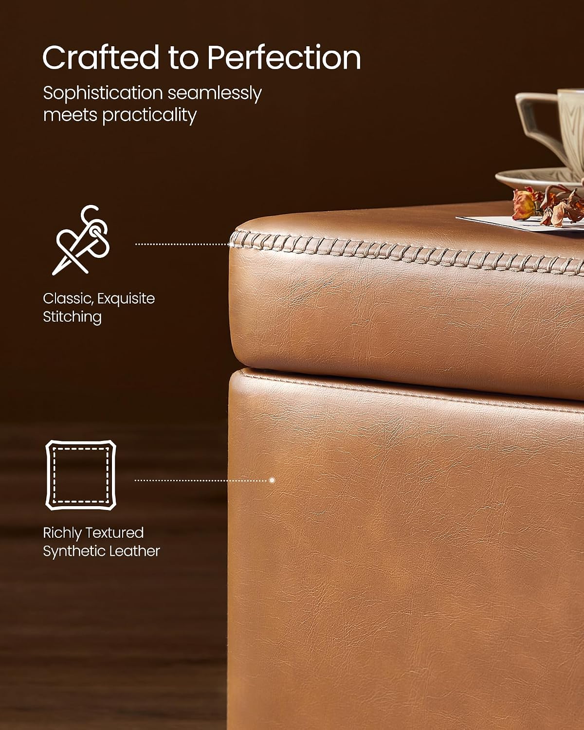 Brown Storage Ottoman Bench ULOM075K01