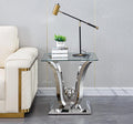 Silver Geometric Glass Side Table