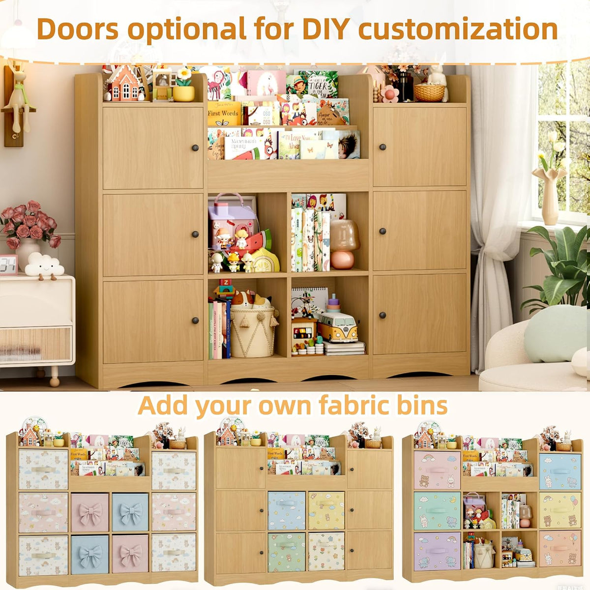 Natural Kids Toy Storage Bookshelf 55 Inch