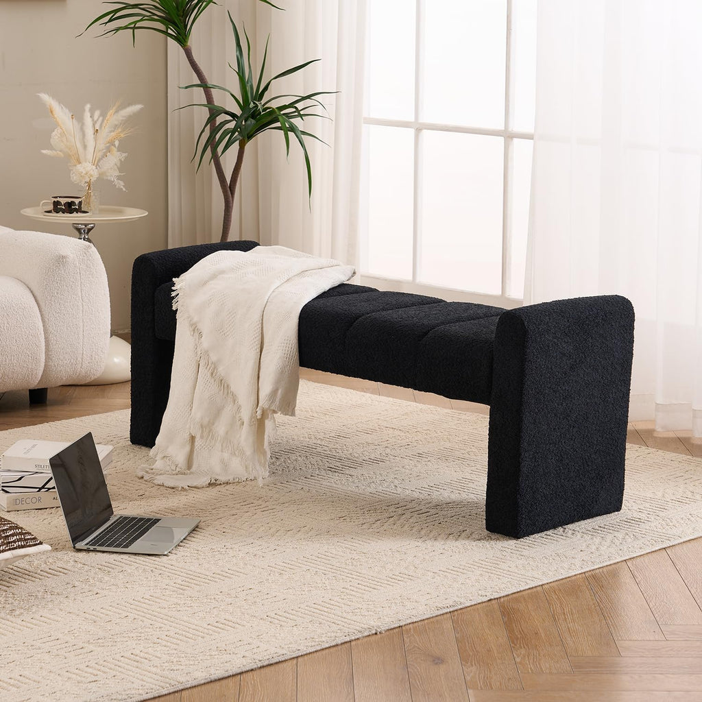 Black Boucle Bench 54 Inch