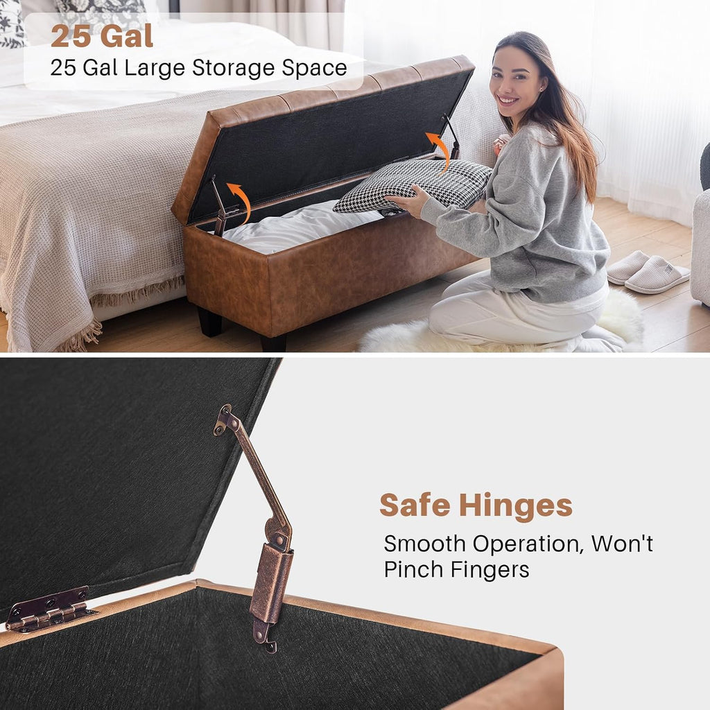 Brown Storage Ottoman Bench 42 Inch