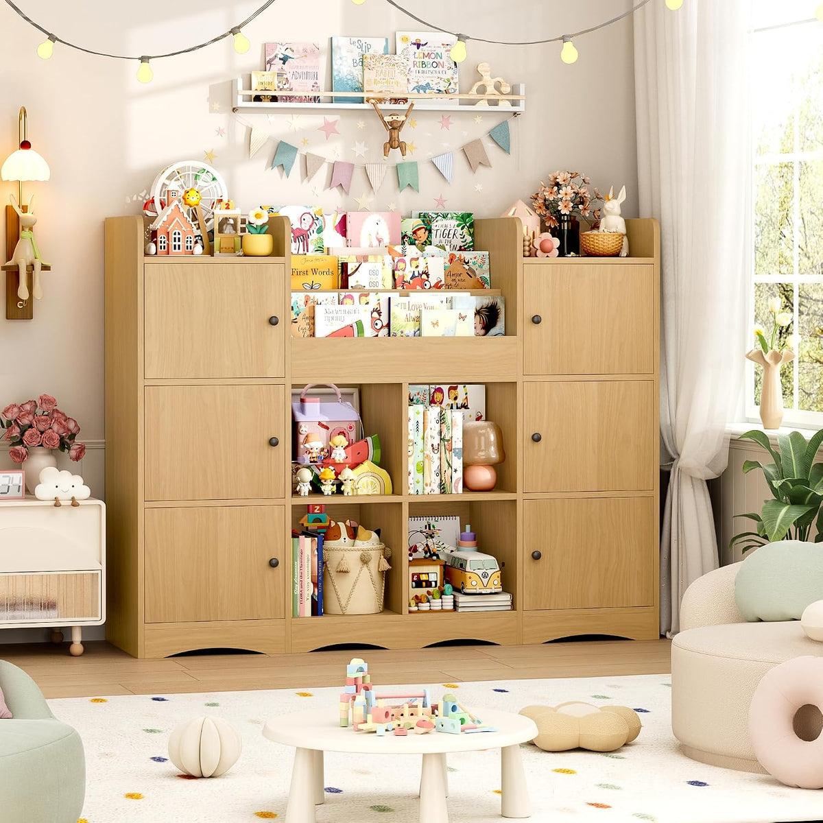 Natural Kids Toy Storage Bookshelf 55 Inch