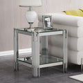 Silver Mirror Base Glass Side Table