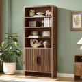 Brown Curved Bookshelf 71 Inch