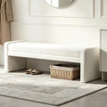 White Upholstered Bed End Bench 66.9 Inch