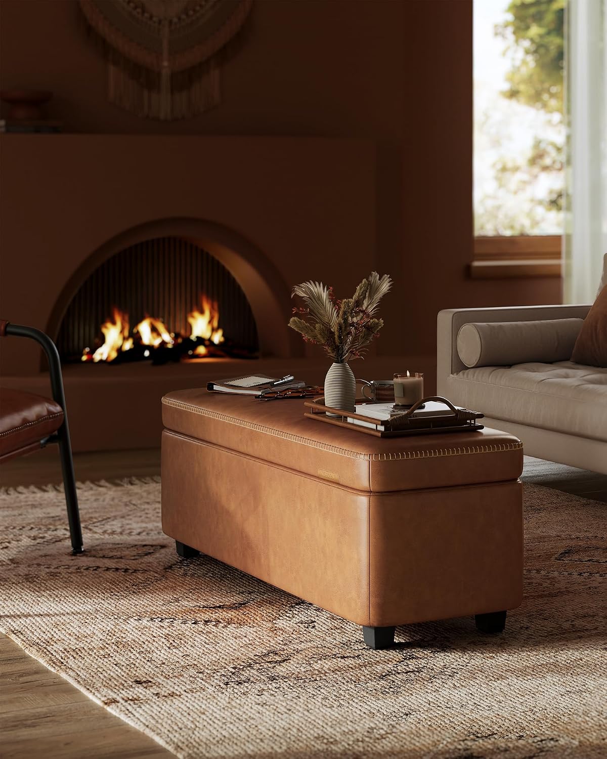 Brown Storage Ottoman Bench ULOM075K01