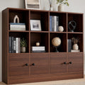 Brown 12-Cube Bookshelf with Doors