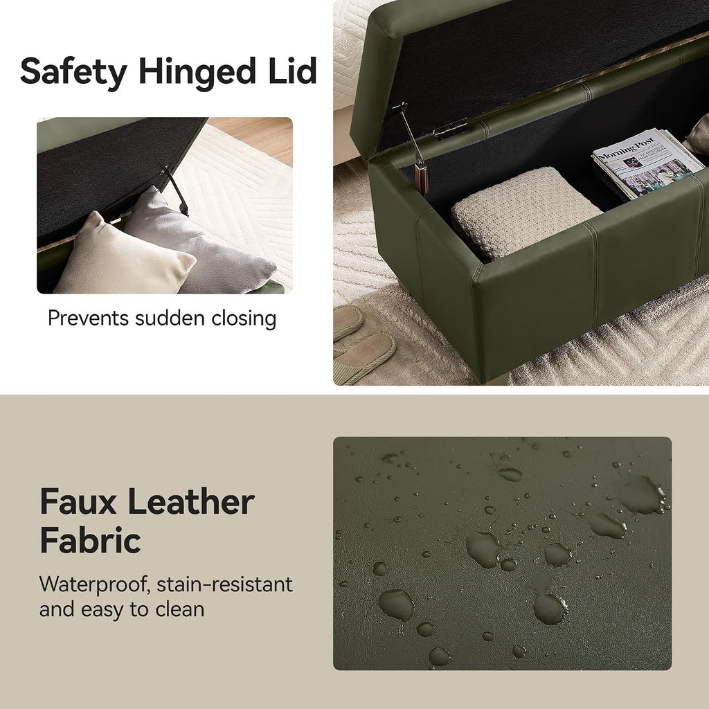 Green Tufted Storage Ottoman 41 Inch