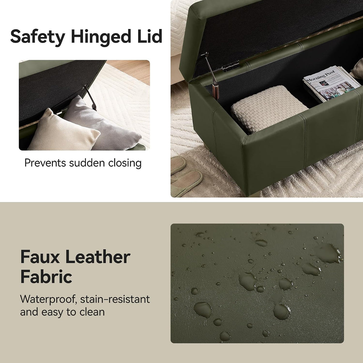 Green Tufted Storage Ottoman 41 Inch