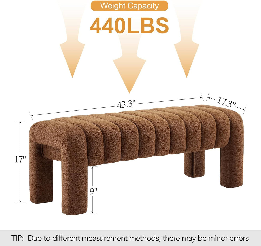 Rust Brown Boucle Bench 43 Inch