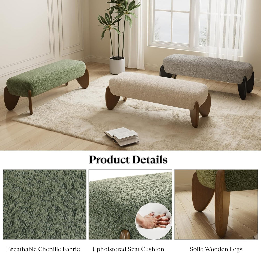 Green Boucle Bench 50 Inch