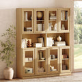 Oak Tall Glass Bookshelf 2 Pack 72 Inch