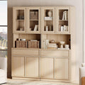 Beige Tall Glass Bookshelf 2 Pack