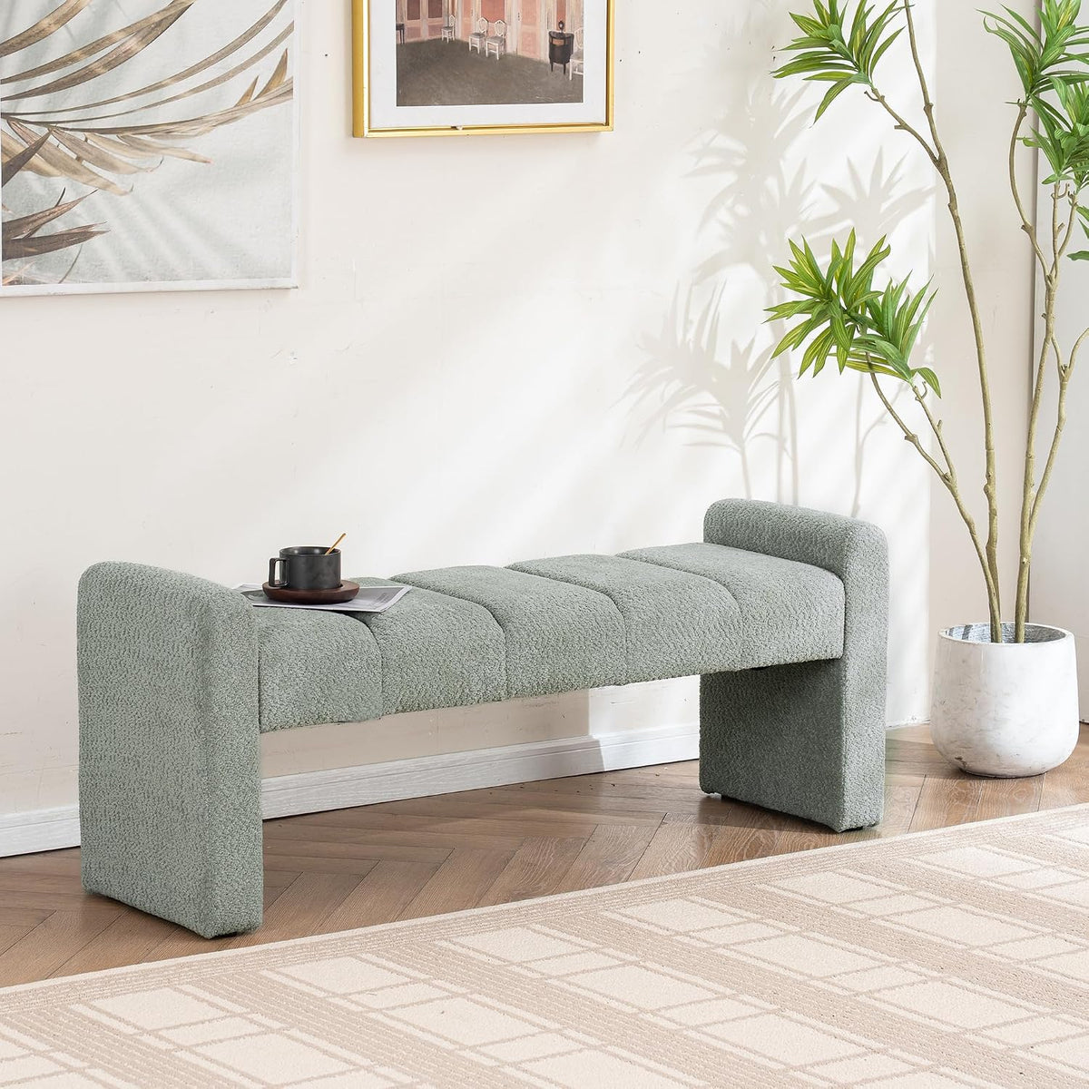 Sage Boucle Bench 54 Inch