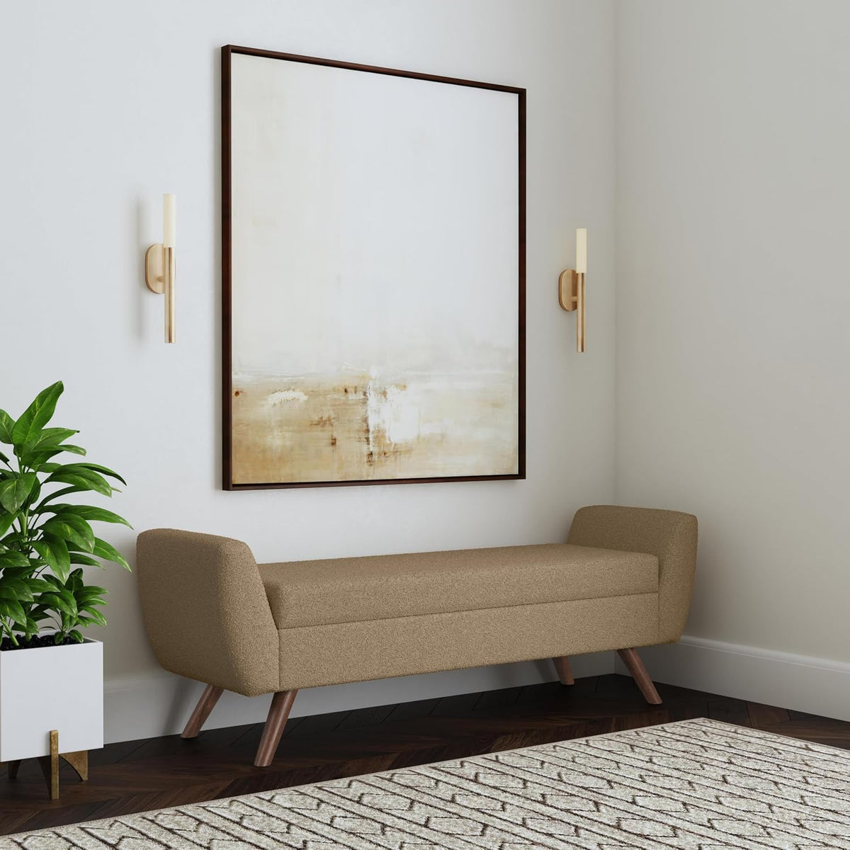 Brown Storage Bench 60 Inch