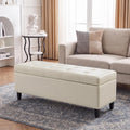 Cream Tufted Storage Ottoman Bench 50.5 Inch
